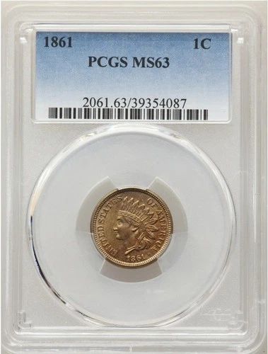 1861 Indian Head Cent - PCGS MS63