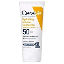CeraVe 100 Mineral Sunscreen SPF 50 with Zinc Oxide  Titanium Dioxide,...