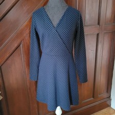 Loft Womens Navy Blue Polka Dot Long Sleeve Wrap Dress Size 2