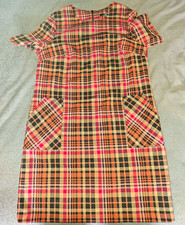 NEXT Tailoring Pink Check Shift Dress UK 16 Knee Length Pockets Lined Zip