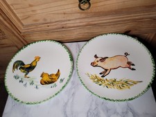 2 x Wedgwood Farm Plates - Pig & Cockerel  Earthenware- Home Decor Display 