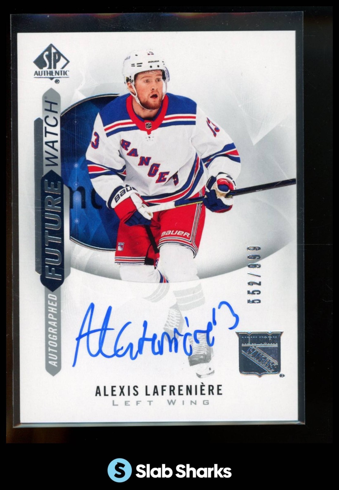 2020 SP AUTHENTIC #148 ALEXIS LAFRENIERE AUTO RC FUTURE WATCH ROOKIE /999