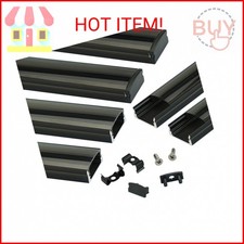 Muzata 6Pack 3.3FT/1M LED Channel Black Aluminum U Shape LED Strip Channel with