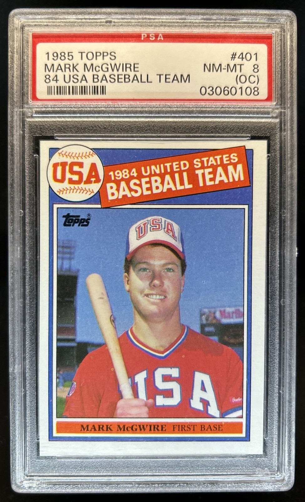 1985 Topps Mark McGwire Rookie RC #401 USA PSA 8