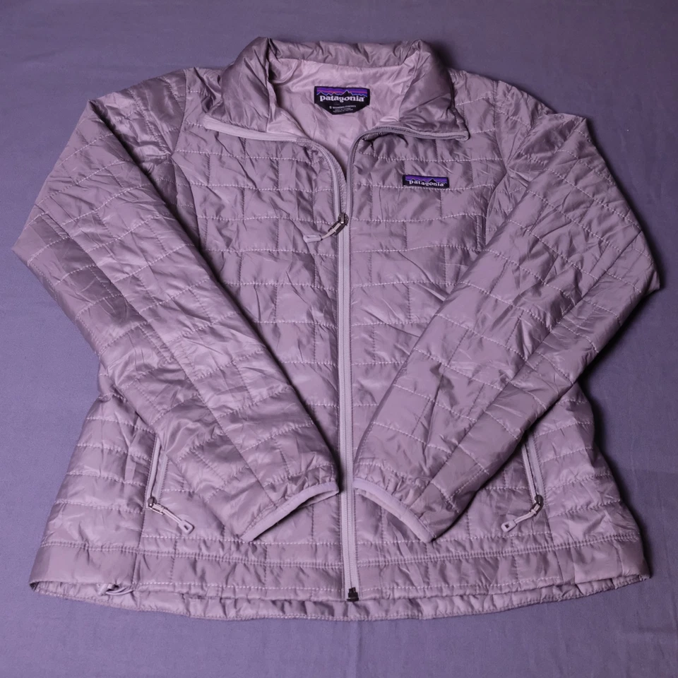 Women's Patagonia Silver Feather Gray Micro Nano Puff Zip Up Puffer Jacket Sz S - Image 2 of 4