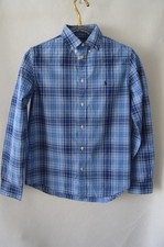 Polo Ralph Lauren Boys' Poplin Shirt Size XL 18-20 Blue Plaid Button-Down