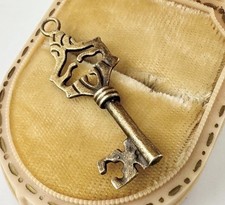 VTG Sterling Silver Gold Skeleton key Pendant Charm Signed Mexico Estate Read