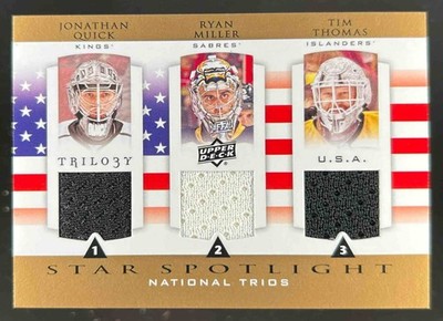 2013-14 UD TRILOGY QUICK MILLER THOMAS 3 STAR SPOTLIGHT TRIOS JERSEYS #USA-NET
