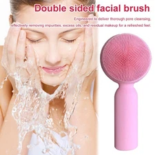 Silicone Facial Cleansing Brush 2 in 1 Silicone Facial Scrubber Manual- P5C6