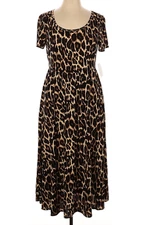 LuLaRoe Womens Dress Size 3XL Riley Midi Empire Waist Leopard Cheetah NWT