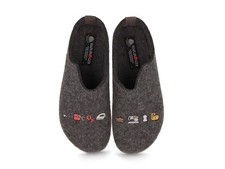 HAFLINGER Women Felt Clogs 'Grizzly Sewing box', anthracite