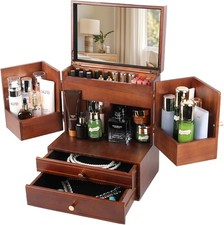 Makeup Organizer Countertop with Drawers: Multifunctional Dresser Top Cosmeti...