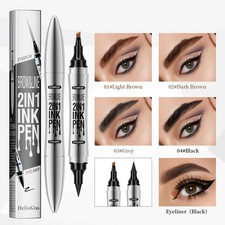 2 In 1 Microblading Eyebrow Pen, 4 Fork Tip,3D Waterproof Magic Eyebrow Pencil