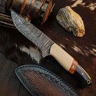 9" Handmade Damascus Steel Drop Point Hunting EDC Knife Resin Handle + Sheath — photo 5
