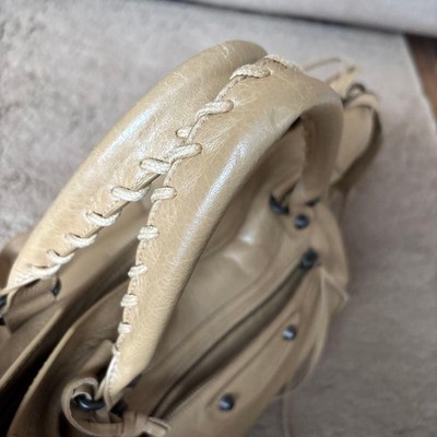 BALENCIAGA The City 2Way Shoulder Bag Hand Bag Leather Beige