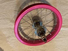 childs rear bike wheel pink threaded hub