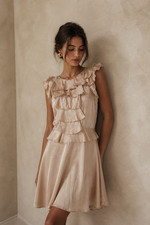 Romantic Fairy Silk Ruffle Babydoll Mini Sleeveless Dress Size US 6 Coquette