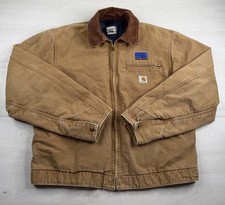 Vtg Carhartt J01 BRN Detroit Jacket Blanket Lined Faded Grunge Y2K USA Made 44