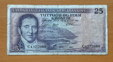 Billet de 25 couronnes circulé Islande 1957