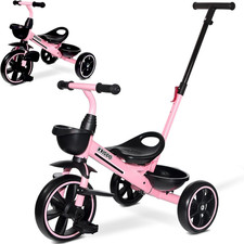 2-In-1 Toddler Tricycle for Ages 18 Months to 5 Years Old - Extended Push Handle