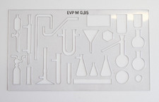 Chemie Zeichen-Schablone mit Symbolen für Protokoll -  80er DDR - ungenutzt