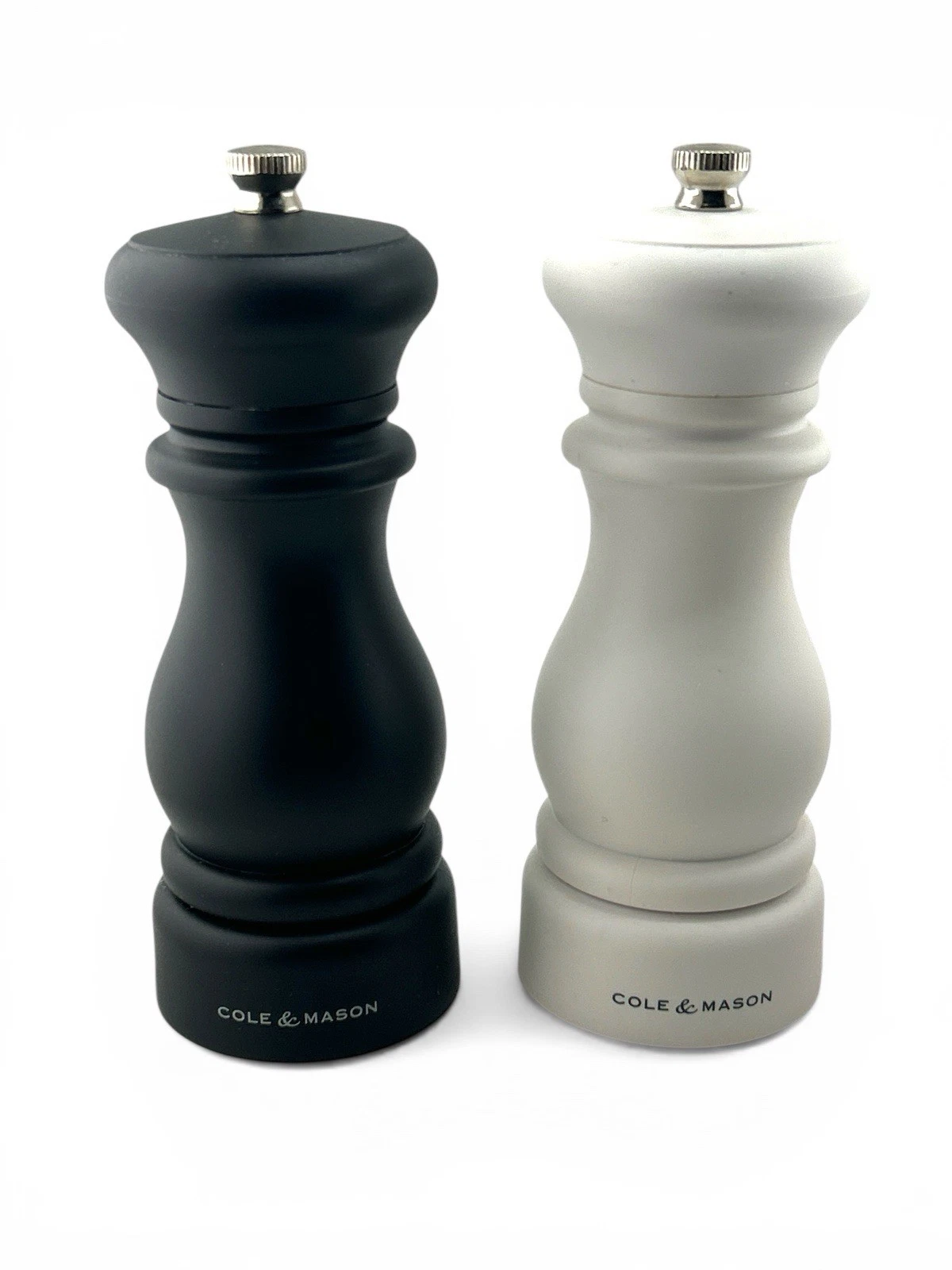 Cole & Mason 6" Southwold Salt and Pepper Mill Grinder Set Black White Logo
Opens in a new window or