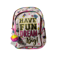 Mochila para niñas Diviértete Sueño Grande Brillo Bolso Escolar Rosa Arco Iris Pom Pom