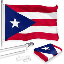Combo Pack: 6 Feet Tangle Free Spinning Flagpole Silver Puerto Rico