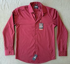 NWT Chaps Men’s Dress Shirt Medium Burgundy Solid Long Sleeve Button Down