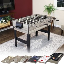 49.5 in 10-in-1 Game Table with Billiards/Foosball - Wood Stain by Sunnydaze