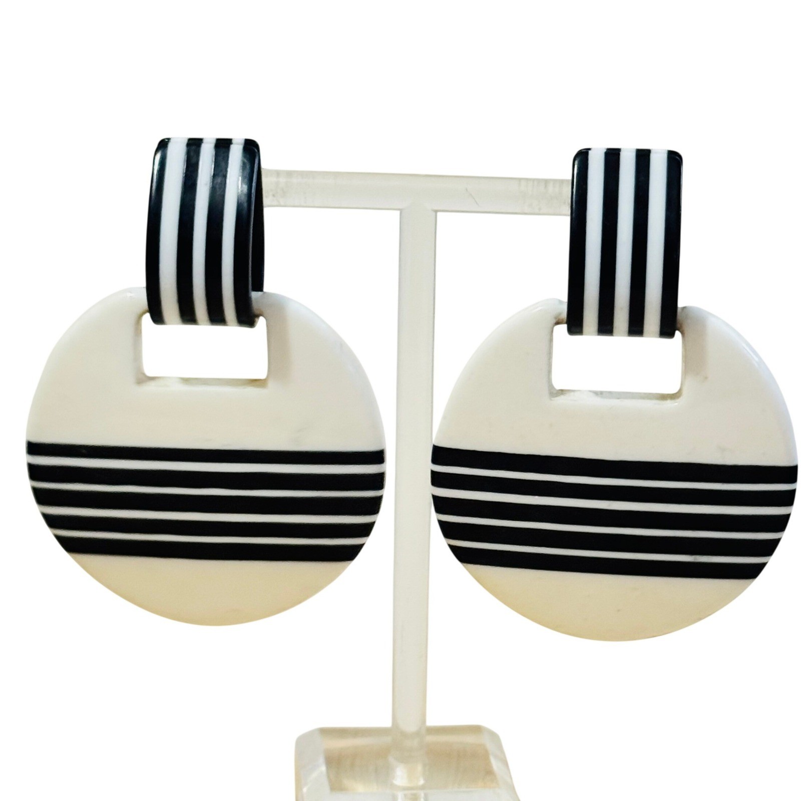 VTG Mod Earrings statement retro dangle Lucite st… - image 2