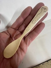 C19th carved spoon from Lamb bone - Whale image whaling folk art