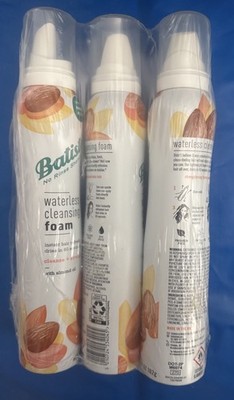 3) Batiste No Rinse Shampoo Waterless Cleansing Foam w/Almond Oil~3.6 oz