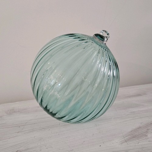 Witch Ball Christmas Ornament Antique Teal Rare Large Fluted glass Handblown - Picture 6 of 16