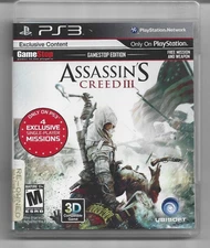 Assassin's Creed III PS3 PlayStation 3 - GameStop Edition 3D Game FREE SHIPPING