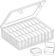 Bead Organizer Box, 31 Pcs Clear Plastic Storage Containers with Hinged Lids Min