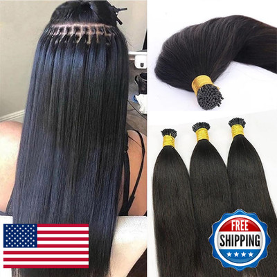 Yaki Straight I Tip Hair Extensions Human Hair Brazilian Remy Hairs 22'' Invisibl