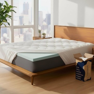 Viscosoft 3-Inch Memory Foam Mattress Topper Twin XL   Reflex Cooling Gel Pad wi