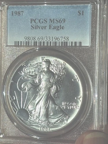 U.S. Mint 1987 American Silver Eagle PCGS MS69 1 oz 0.999 Silver Coin