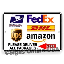 Please Deliver All Packages Here Arrow Left Sign Or Decal 6 SIZES delivery I399