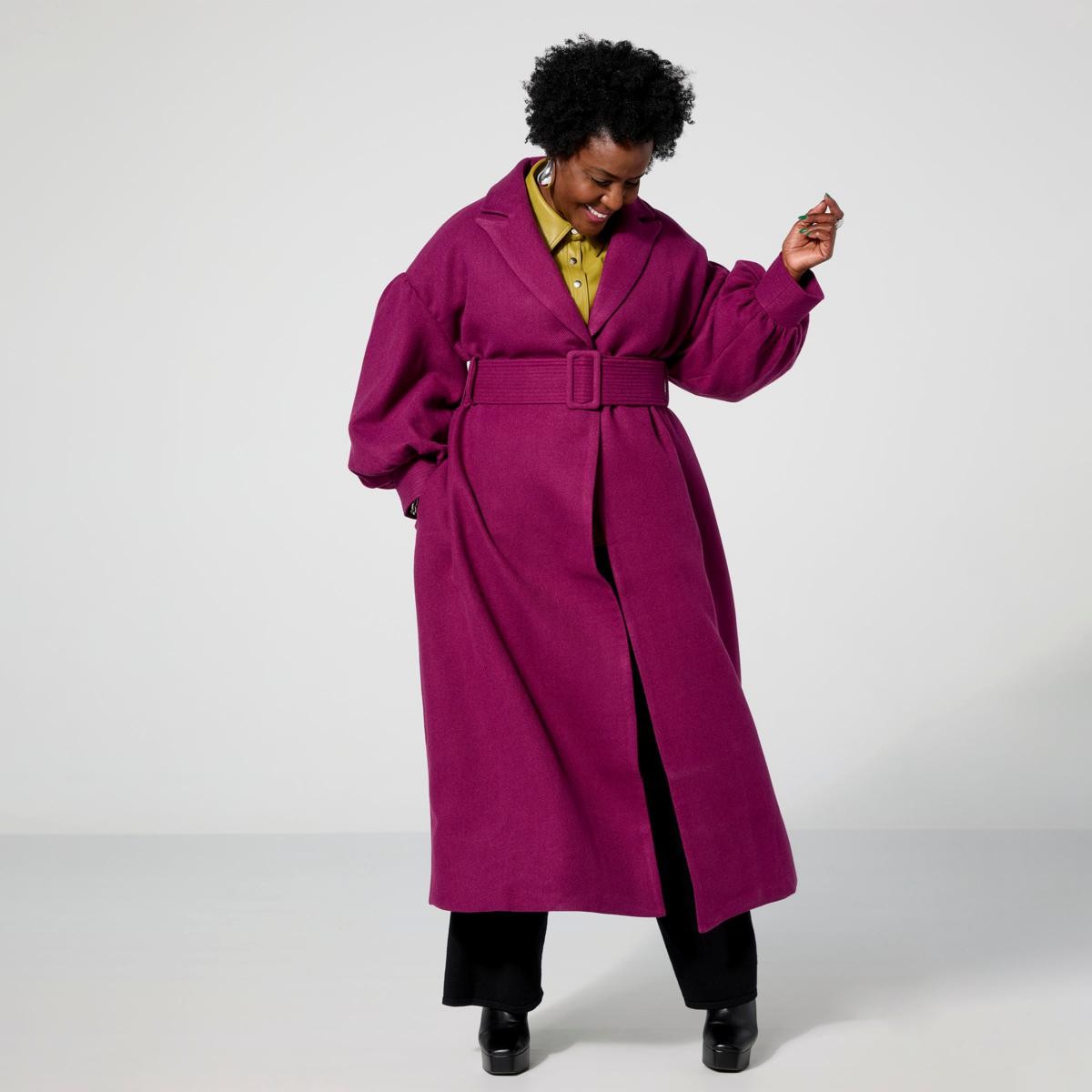 FILA Cappotto Harlems Fashion Row x Kaphill Collezione Melton Twill con Cintura Borgogna M