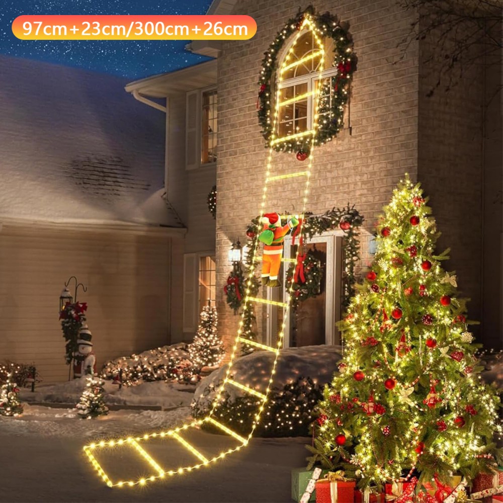 LED Weihnachtsmann Leiter Lichterkette Außen Innen Weihnachtsbeleuchtung Deko DE