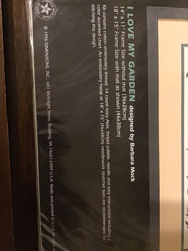 Dimensions Cross Stitch Kit I Love My Garden 3833 NOS 1996 - Image 3 of 4