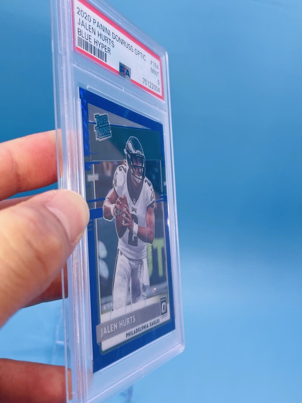 2020 Optic ~ JALEN HURTS ~ Rated Rookie Blue Hyper Prizm RC #164 ~ PSA 9 MINT 🔥 view 8