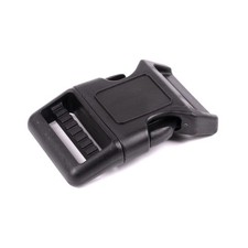 1 1/2 Inch Black Plastic Single Adjustable Contoured Side Release Buckle, 10 Pk