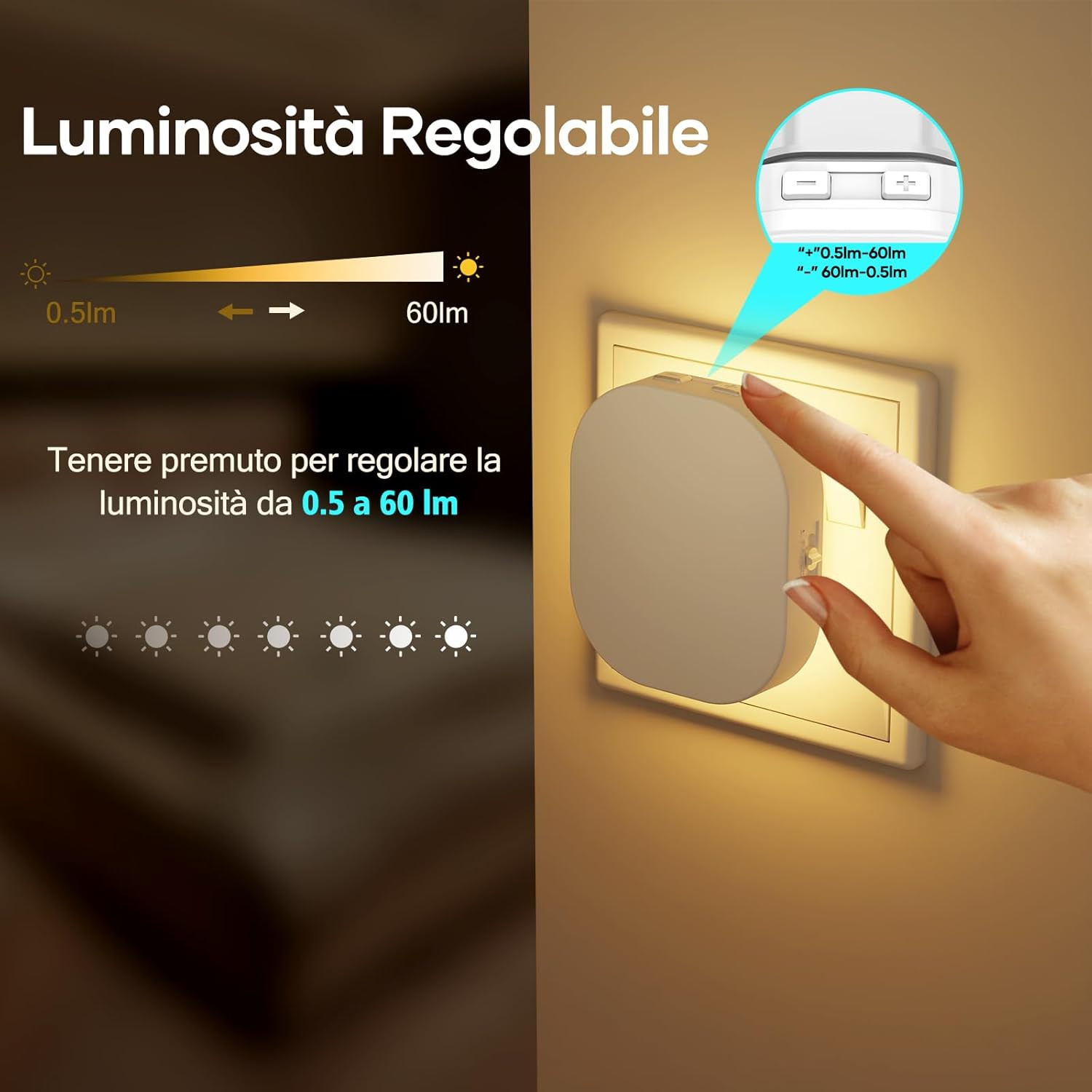 2 Luci Notturne LED Smart: Sensore Movimento e Crepuscolare per Interni - 2