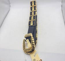 Captiva Belt Vintage 80s Genuine Leather Gold Tone Panel Statement Size Med New Captiva Belt Vintage 80s Genuine Leather Gold Tone Panel Statement Size Med New