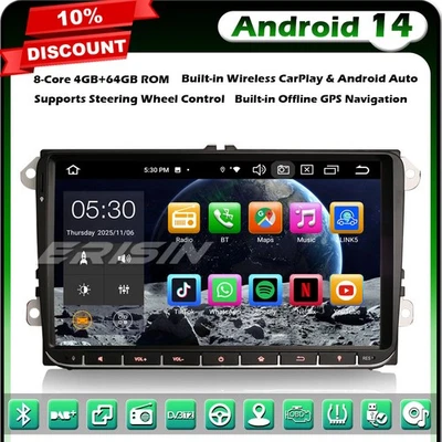 9" Android 14 GPS Autoradio DAB+ pour VW Polo Crafter Amarok T6 Caddy Skoda Yeti - Photo 1/4