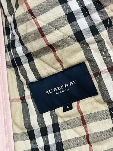 BURBERRY London Diamond Quilted Snap Jacket Pink Nova Check Lining Women’s Sz L - Picture 5 of 19