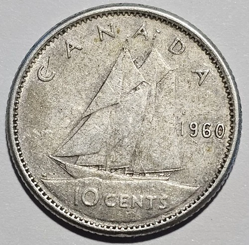1960 Canada 10 Cents 80% Silver Coin (A118)